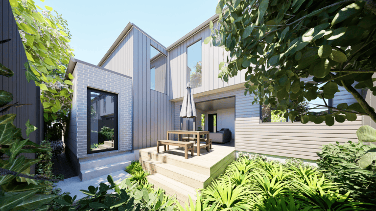 exterior render 3 mclean street townhouses fowler homes 1420w